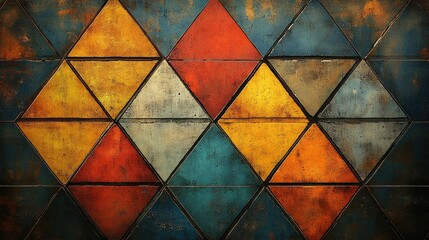 Colorful geometric triangle tile pattern.