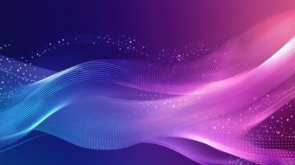 Abstract wavy lines, glowing purple and blue gradient background.