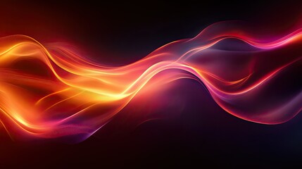 Naklejka premium Flowing Energy: Abstract Light Waves in Motion. Experience the vibrant dance of light and energy as luminous waves flow across a dark backdrop, creating a mesmerizing abstract visual.