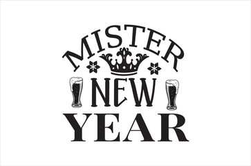 Vector illustration. Handwritten calligraphic brush lettering composition of Happy New Year 2019 on white background.