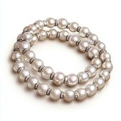 Obraz premium Isolated on white, pastel depiction of a pearl necklace with soft cream tones and shiny highlights.