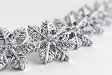 Winter snowflake border cut out on a white background