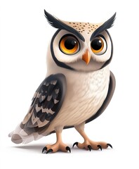 Obraz premium cartoon owl leaves lytrid on a white isolated background