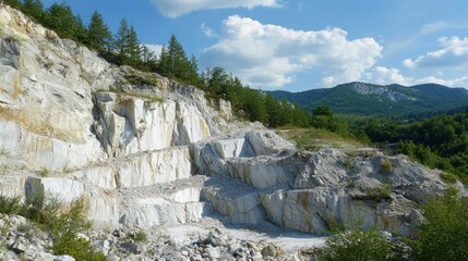 Serene Marble Quarry Landscape under a Sunny Sky