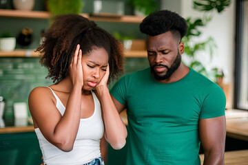 A man and woman are standing in a kitchen