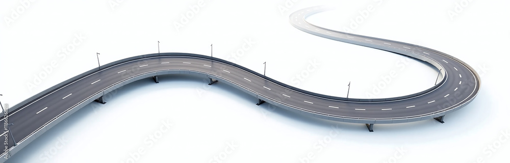 Poster Isolated Winding Highway Image With White Background And Transparent Png File For Design Use Only In Various Projects. 00002