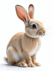 Fototapeta premium Isolated Rabbit Sitting On White Background With Transparent Png Image Generated By Artificial Intelligence Algorithms For Graphic Use. 00001