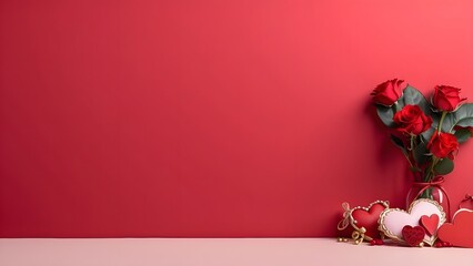 Chester banner with empty space Without Text, Valentines Day theme minimalist Red background (1)