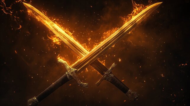two medieval swords crossed