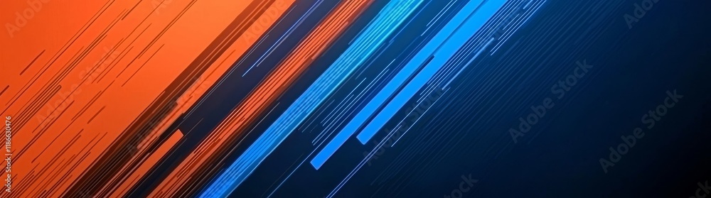 Poster in a dark ultra-wide setting, light stripes flow in motion. blurred, luminous lines move swiftly. br