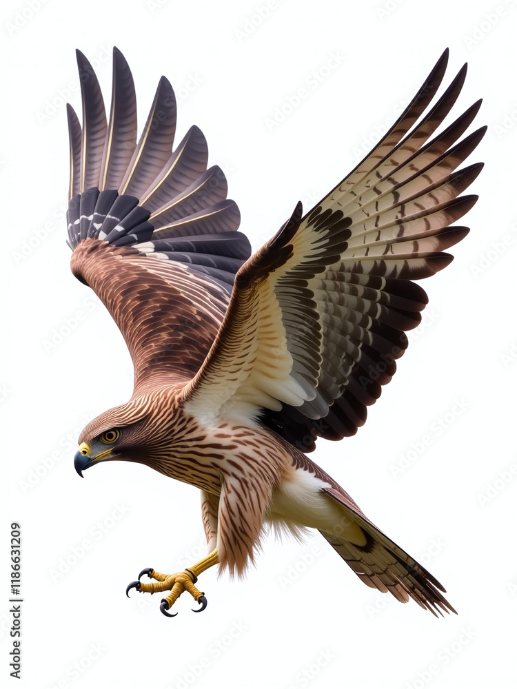 Poster hawk wings isolated against a clean white background, with a clipping path provided for easy editing