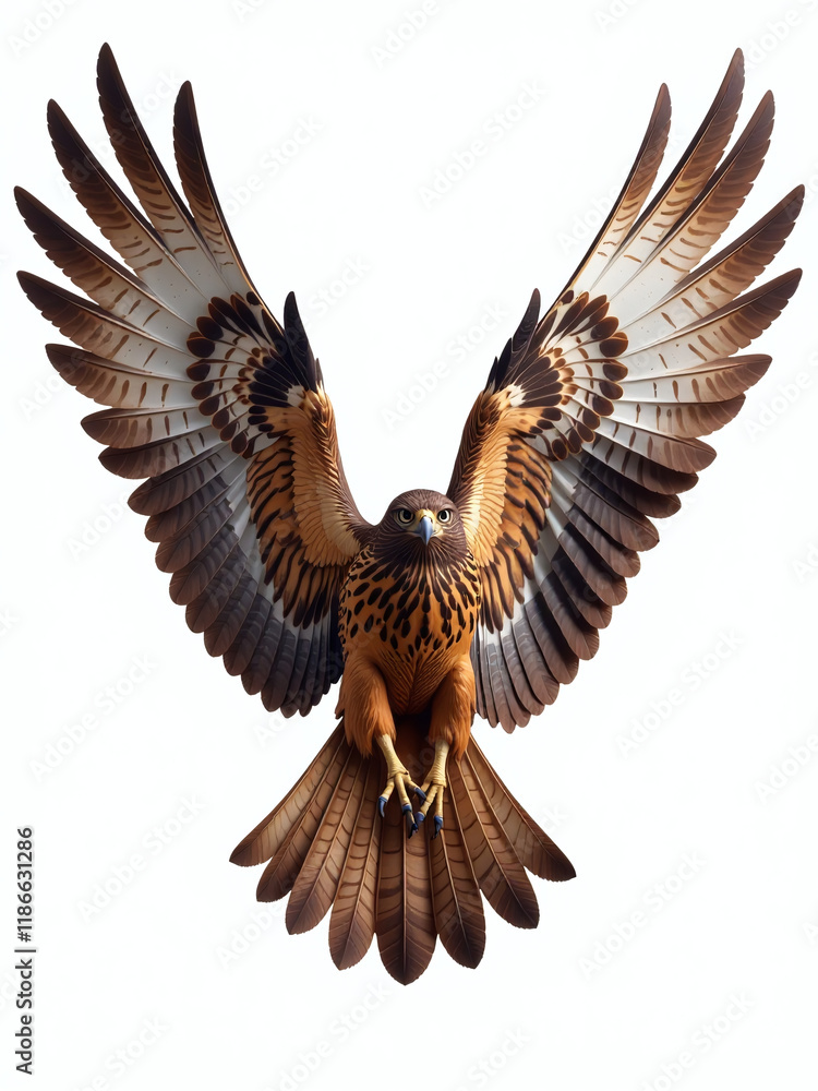 Poster hawk wings isolated against a clean white background, with a clipping path provided for easy editing
