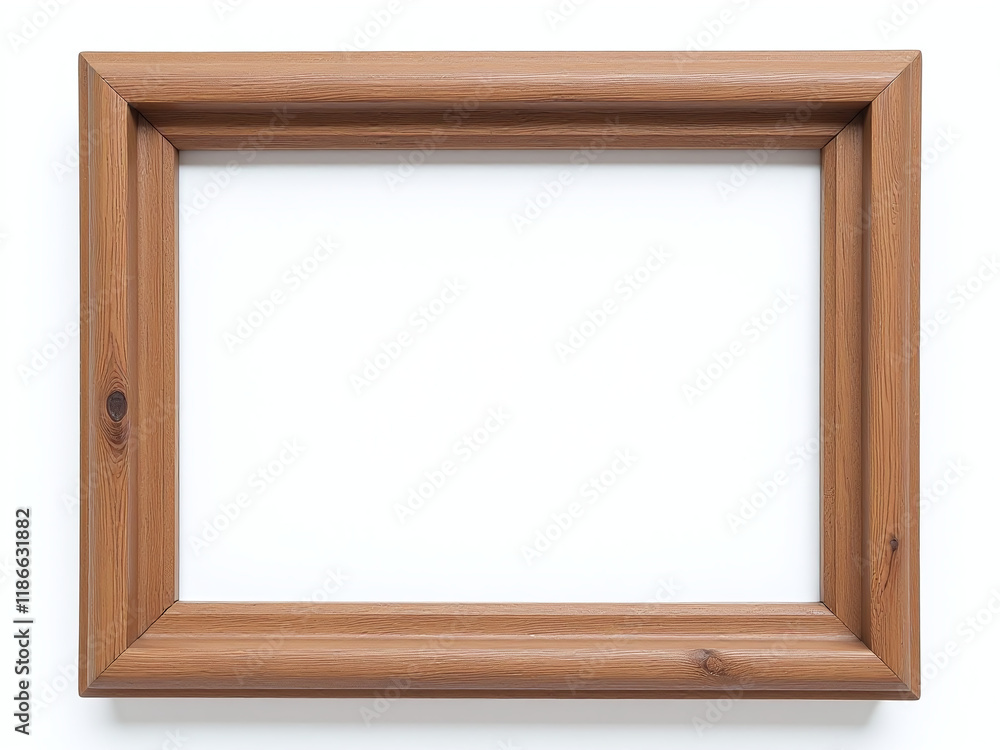 Aufkleber handmade wooden frame in rustic brown, isolated on a clean white background for a simple display. 00