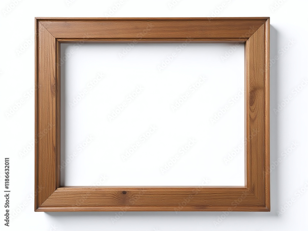 Poster Handmade Wooden Frame In Rustic Brown, Isolated On A Clean White Background For A Simple Display. 00001