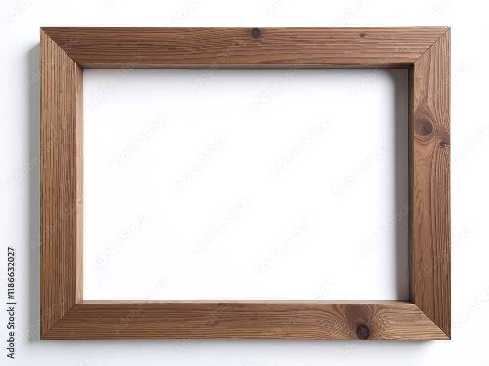 Aufkleber Handmade Wooden Frame In Rustic Brown, Isolated On A Clean White Background For A Simple Display. 00002