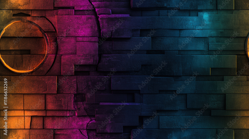 Poster seamless rainbow, grunge, vibrant abstract background featuring colorful illuminated patterns on a t