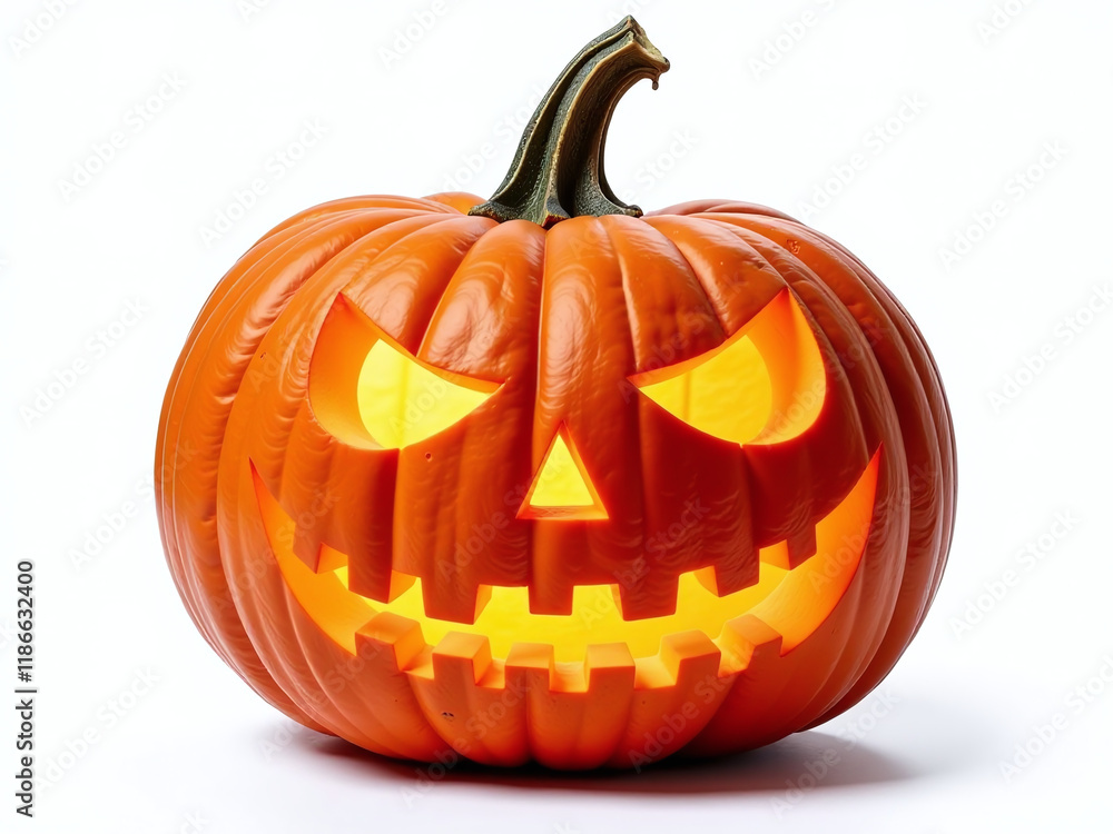 Poster halloween pumpkin carved with intricate design isolated on a white background for versatile png imag