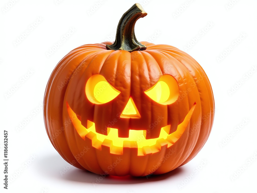 Poster halloween pumpkin carved with intricate design isolated on a white background for versatile png imag