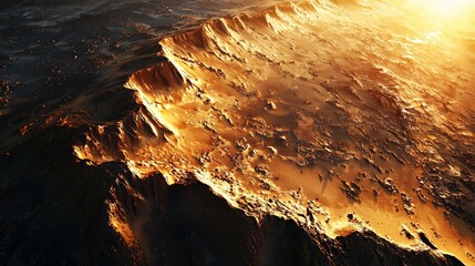 Golden Sunset Over Waves and Textured Ocean Shoreline