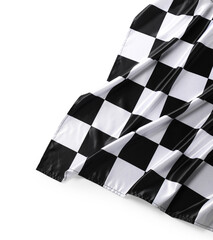 Checkered flag isolated on white, top view