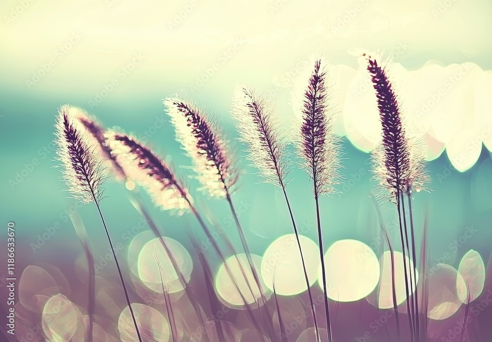 Poster combining winter and spring colors, this gradient background transitions from blue to yellow, glowin