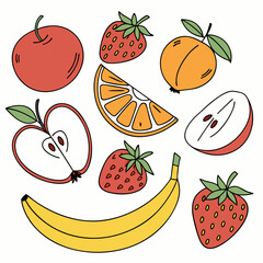 icon set of fruits and berries