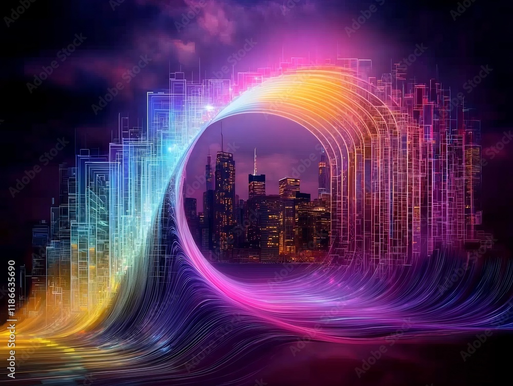 Aufkleber cascading wave of brilliant light rippling through a visually mesmerizing and hypnotic quantum pheno