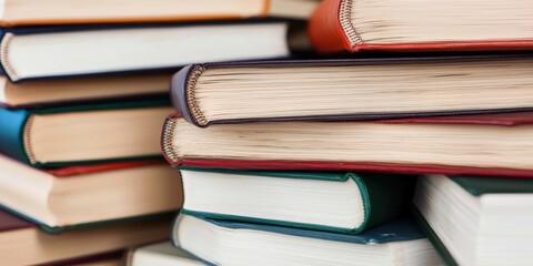 law restriction legislation&nbsp;concept. Stack of colorful books with varied spines and textures, creating a visually appealing literary background.