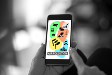 Air pollution concept on a smartphone
