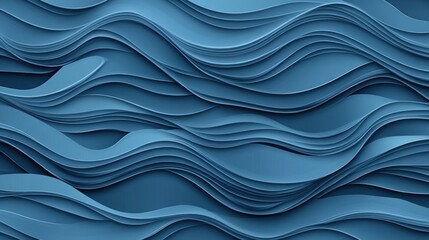 Abstract blue wavy layered pattern background.