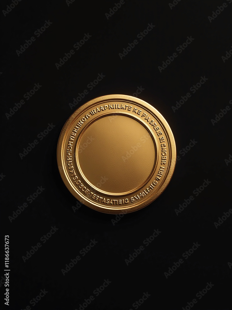 Poster Gold Medal Centered On A Simple Black Background Leaving Ample Space For Text Overlays And Other Design Elements. 00003