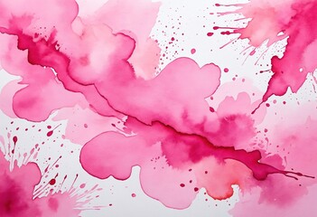 Obraz premium Pink watercolor background, painted paper texture, abstract watercolor blotches and brush strokes