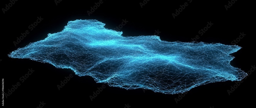 Poster a digital design concept featuring abstract futuristic technology with polygonal shapes set against 