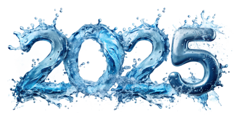 Crystal-clear water droplets splash and ripple, creating a mesmerizing abstract motion of blue liquid