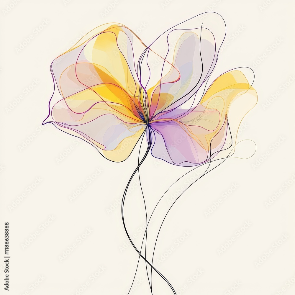 Poster a pattern of beautiful orchids features an exotic flower drawing set against a background of simple 