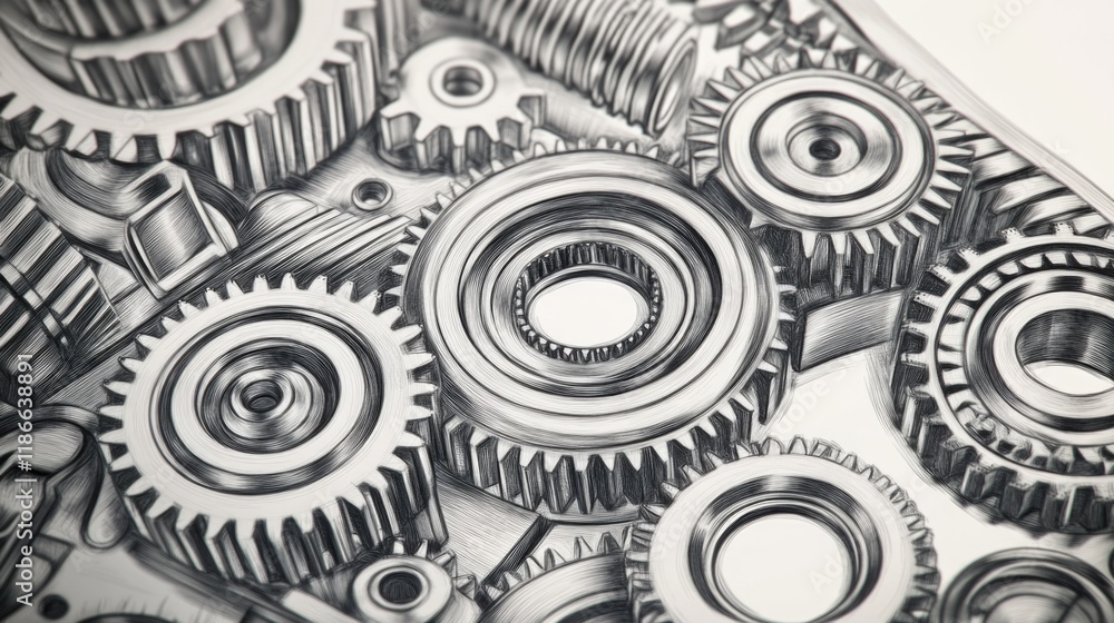 Aufkleber a collection of mechanical gears arranged neatly on a table, suitable for use in illustrations or de