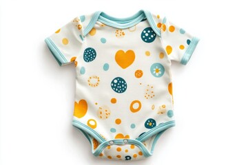 Cute Baby Bodysuit with Colorful Dots and Heart Pattern Design