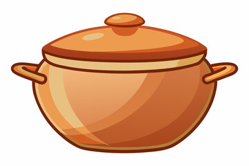  A clay pot with a lid isolated on a white background
