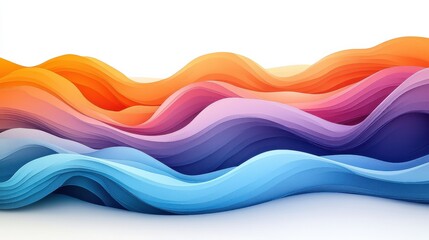[Flowing patterns rhythms wave transitions] Abstract Ocean Waves in Vibrant Gradient Background, Flowing Lines Creating Movement and Depth in Modern Art Style.