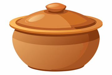  A clay pot with a lid isolated on a white background