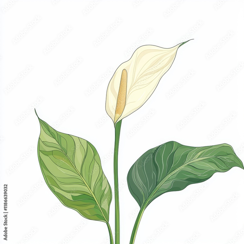 Poster a single-line abstract artwork featuring elephant ears and leaves. an elegant continuous line drawin