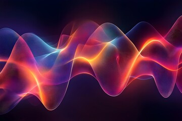 Fototapeta premium Abstract Vibrant Wave Background, Dynamic Flowing Lines, Red Orange Blue Purple Glowing Energy, Digital Art, Futuristic Technology, Modern Design, 