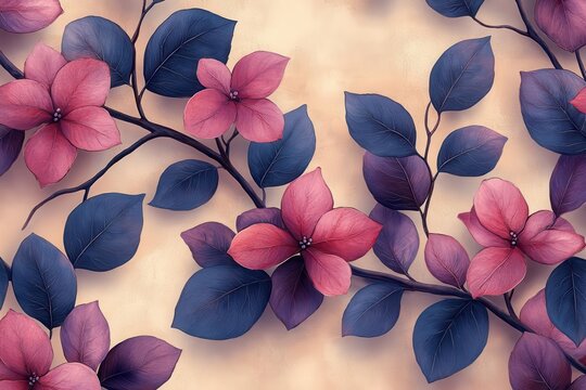 vintage botanical pattern design elegant repeating floral illustrations with delicate leaves in sophisticated muted colors