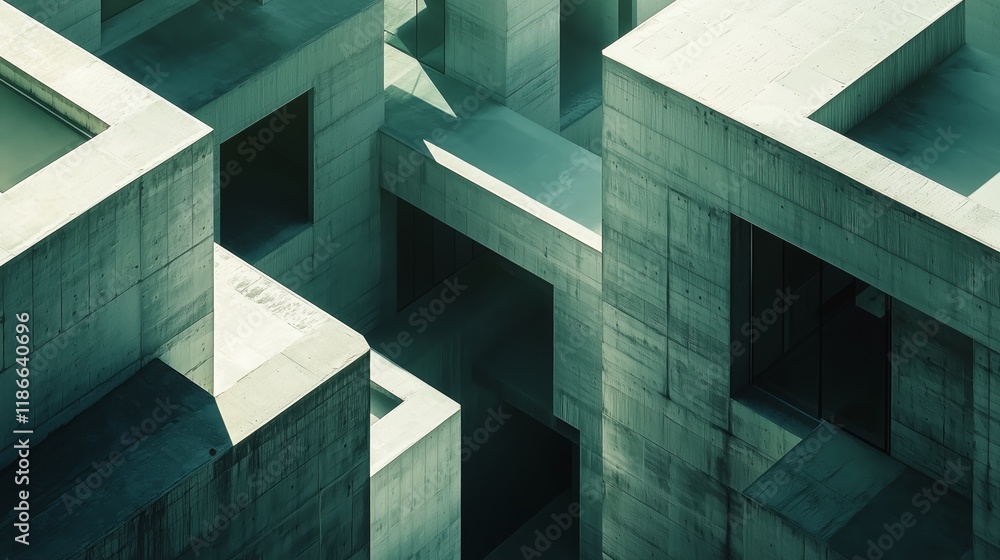 Poster abstract urban architecture with geometric concrete structures
