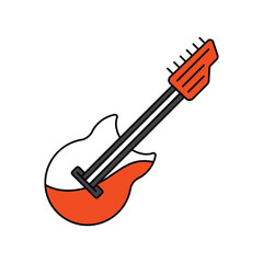 guitar color line icon with white background vector stock illustration