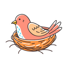 bird in nest vector icon, easter vector illustration - simple illustration of bird in nest perfect for logos, and easter-themed designs.