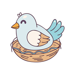 bird in nest vector icon, easter vector illustration - simple illustration of bird in nest perfect for logos, and easter-themed designs.