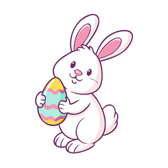 bunny holding an egg vector icon, easter vector illustration - simple illustration of bunny holding an egg perfect for logos, and easter-themed designs.