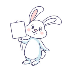bunny holding sign vector icon, easter vector illustration - simple illustration of bunny holding sign perfect for logos, and easter-themed designs.