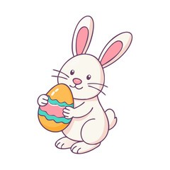 bunny holding an egg vector icon, easter vector illustration - simple illustration of bunny holding an egg perfect for logos, and easter-themed designs.